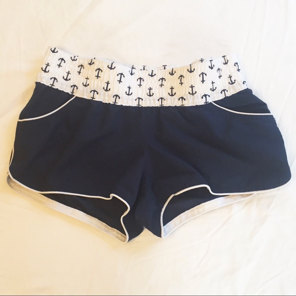 Navy and White Anchor Print Shorts Size Small